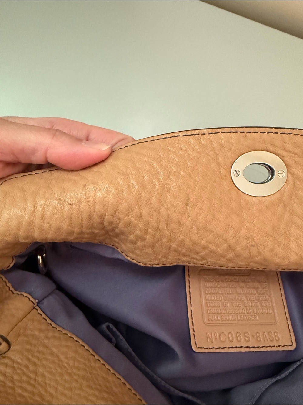 Coach Pebbled Leather Shoulder Bag in Tan - Picture 9 of 12